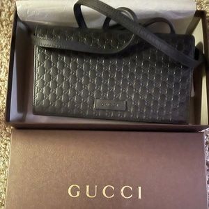 Wallet On Strap Microguccissima Leather